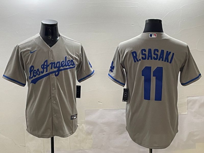 Men Los Angeles Dodgers 11 R.Sasaki Grey Game 2025 Nike MLB Jersey style 1